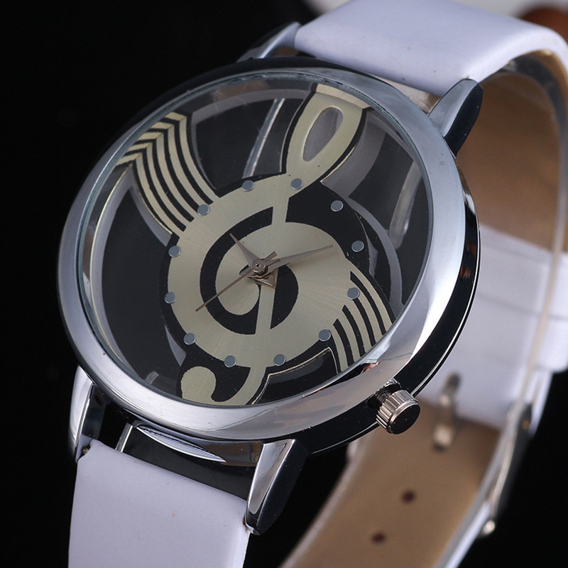 Luxury Watch White - Fashion Hollow Music Shape Watch Round