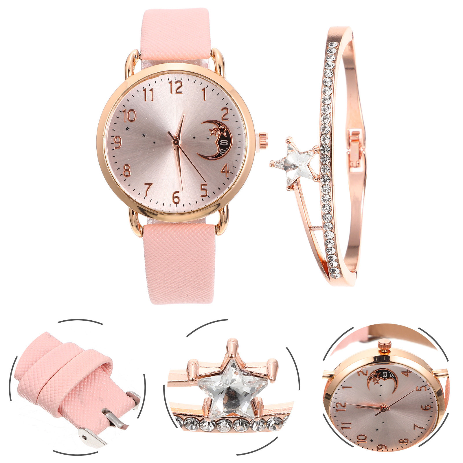 Luxury Watch White - 1Set Stylish Moon and Star Women