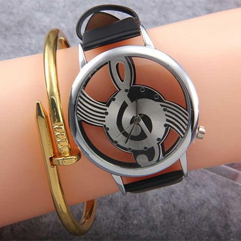 Fashion Hollow Music Shape Wat - Luxury Watch White review and price