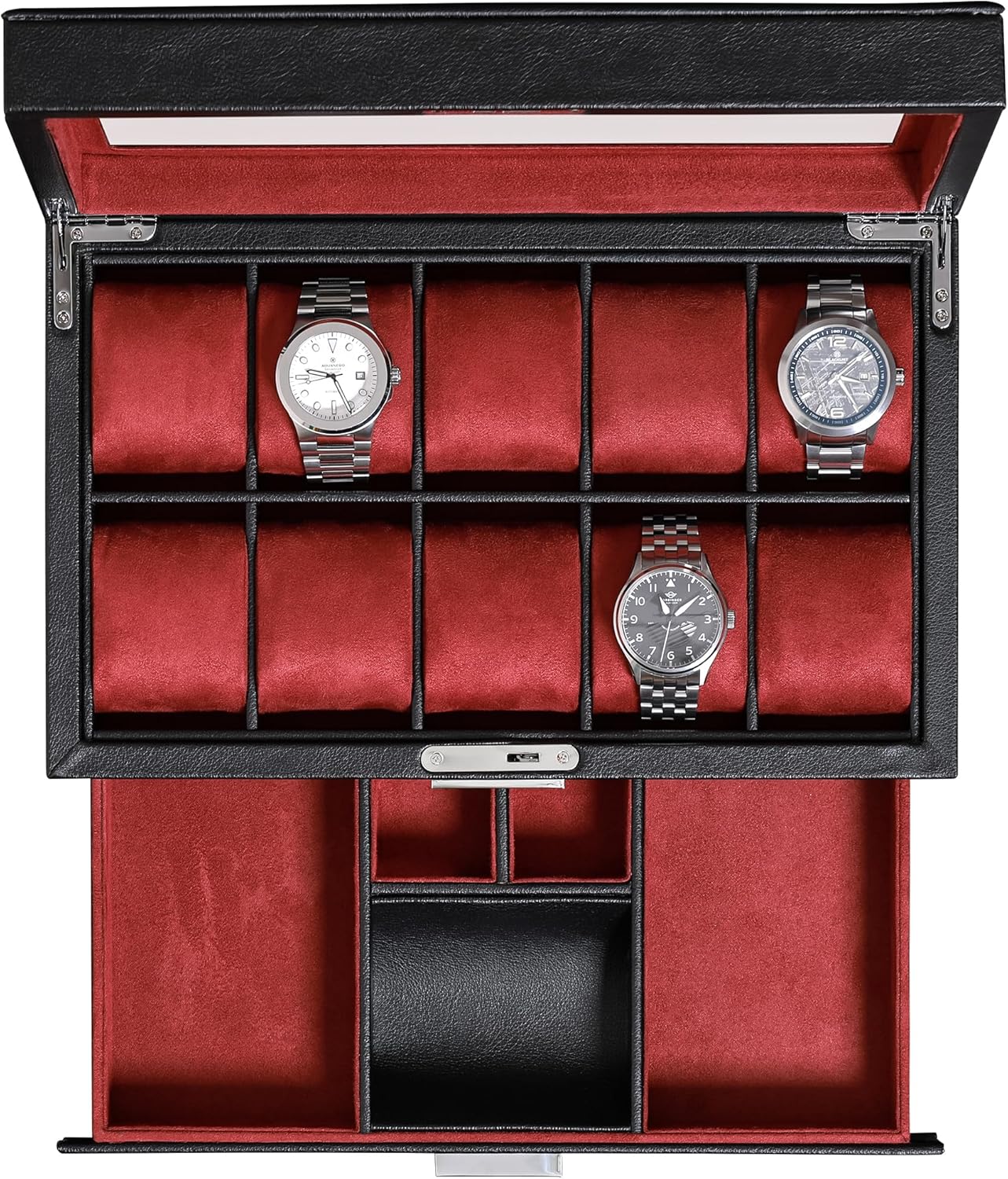 10-Slot Watch Box in Leather w - Luxury Watch Display Case review and price