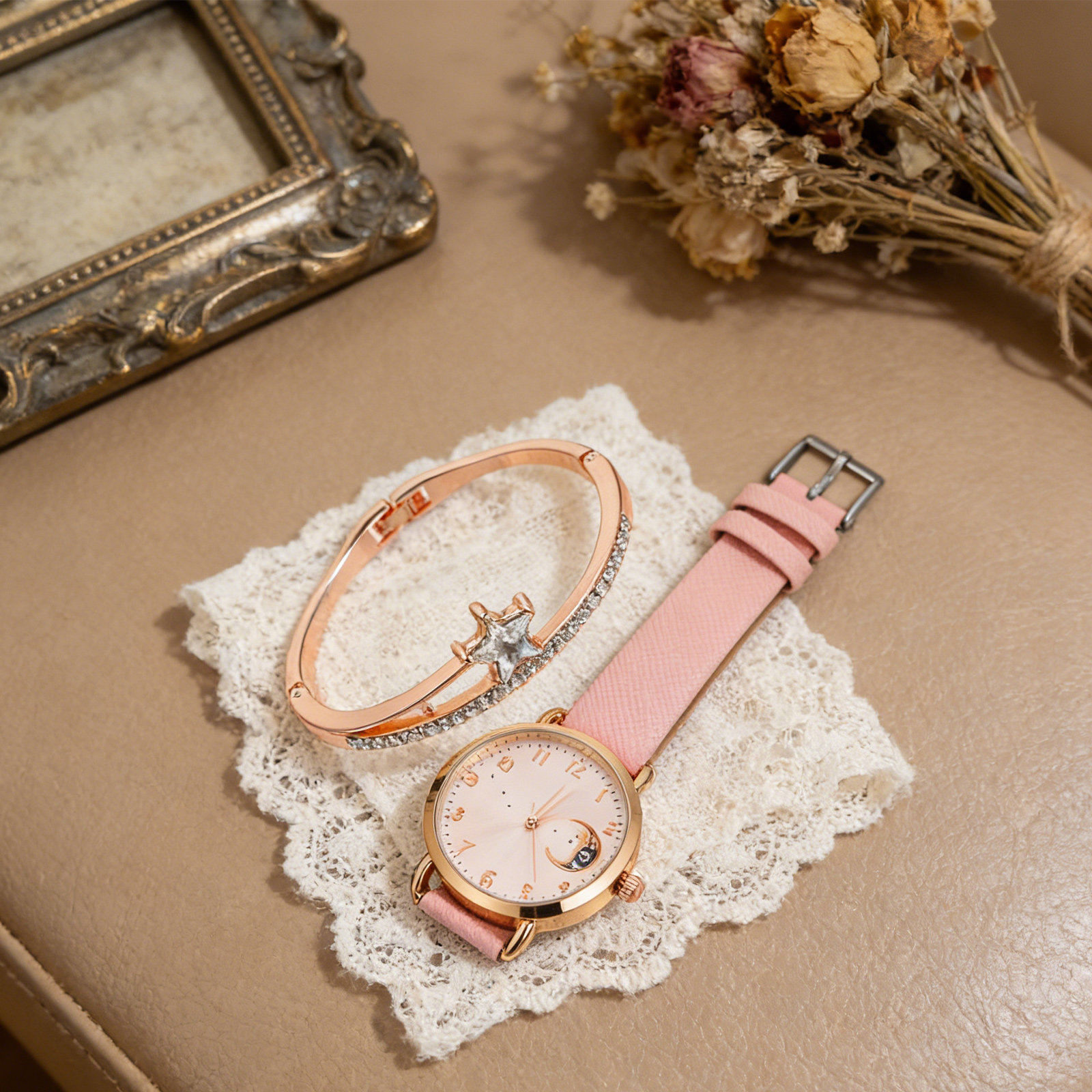 1Set Stylish Moon and Star Wom - Luxury Watch White review and price