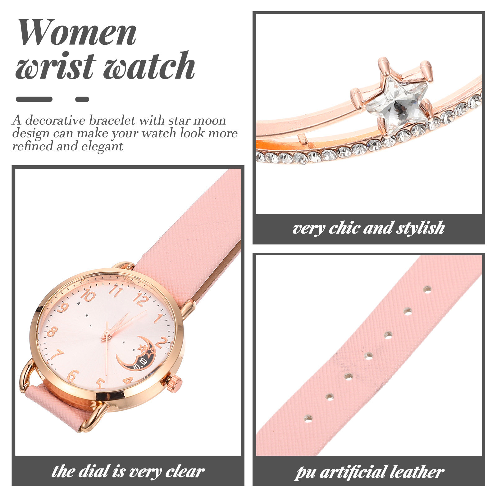 1Set Stylish Moon and Star Wom - Luxury Watch White review and price