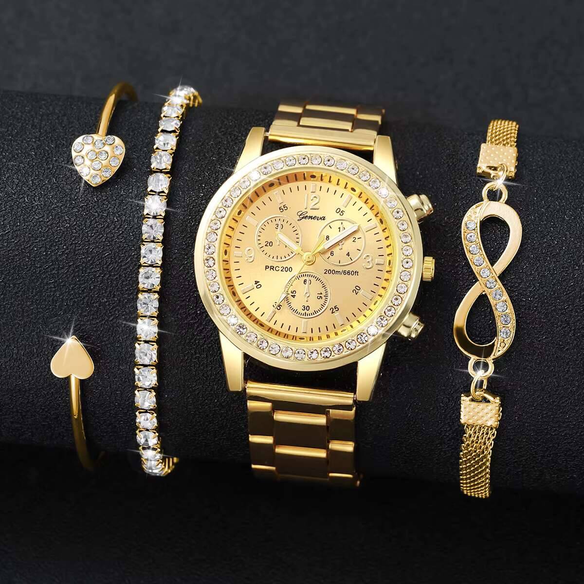 4PCS/Set Luxury Rhinestone Wom - Luxury Watch Display Case review and price
