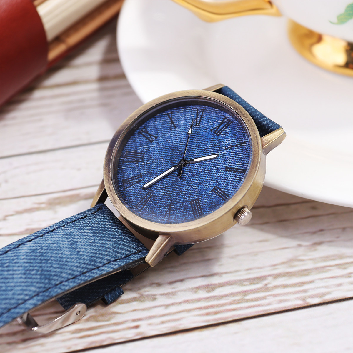 Navy Canvas Pattern Quartz Wri - Luxury Watch White review and price